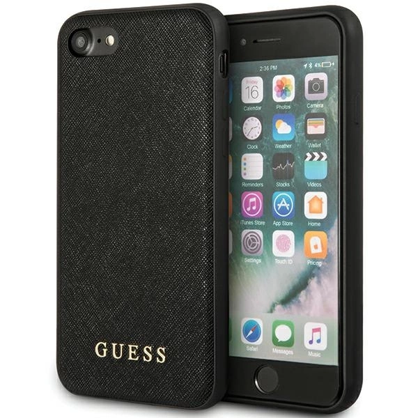 Guess GUHCI8PSASBBK iPhone 7/8 / SE 2020 / SE 2022 black/black Saffiano Strapeng