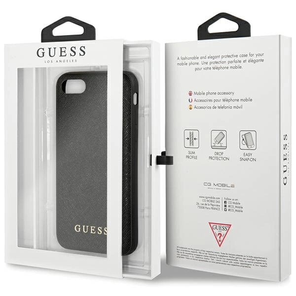 Guess GUHCI8PSASBBK iPhone 7/8 / SE 2020 / SE 2022 black/black Saffiano Strapeng
