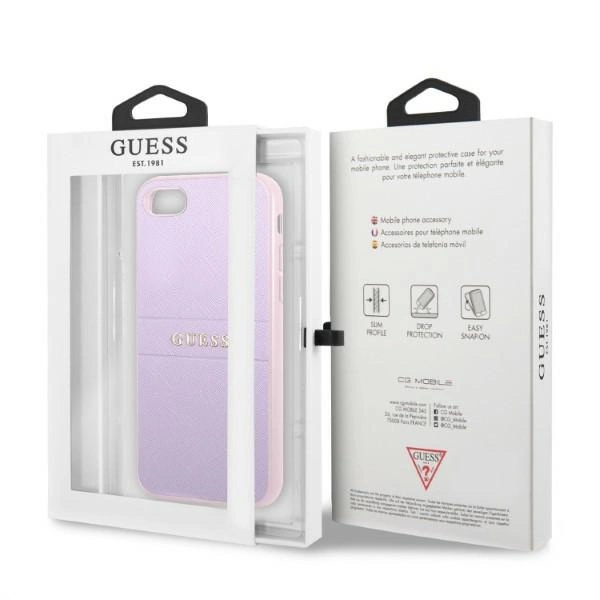 Guess GUHCI8PSASBPU iPhone 7/8 / SE 2020 / SE 2022 hardcase purple/purple Saffiano Hot Stamp & Metal Logoeng