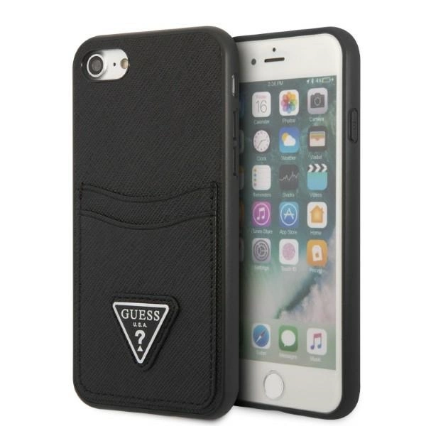 Guess GUHCI8PSATPK iPhone 7/8 SE 2020 / SE 2022 hardcase black/black hardcase Saffiano Triangle Logo Cardsloteng