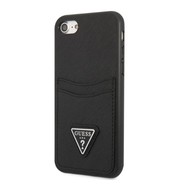 Guess GUHCI8PSATPK iPhone 7/8 SE 2020 / SE 2022 hardcase black/black hardcase Saffiano Triangle Logo Cardsloteng