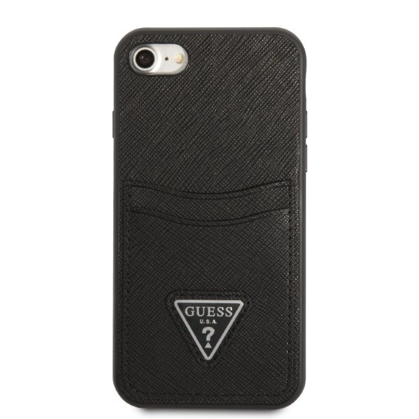 Guess GUHCI8PSATPK iPhone 7/8 SE 2020 / SE 2022 hardcase black/black hardcase Saffiano Triangle Logo Cardsloteng