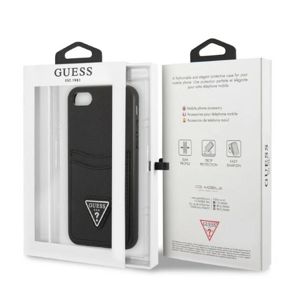 Guess GUHCI8PSATPK iPhone 7/8 SE 2020 / SE 2022 hardcase black/black hardcase Saffiano Triangle Logo Cardsloteng