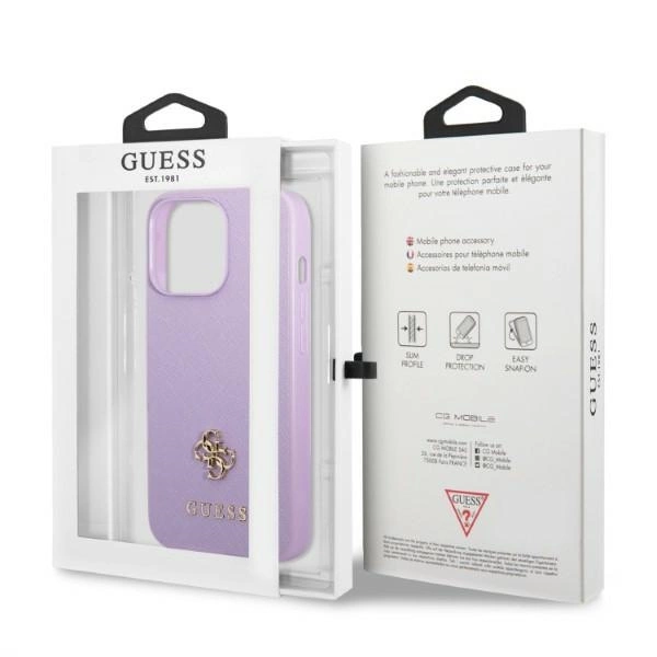Guess GUHCP13XPS4MU iPhone 13 Pro Max 6.7" purple/purple hardcase Saffiano 4G Small Metal Logoeng