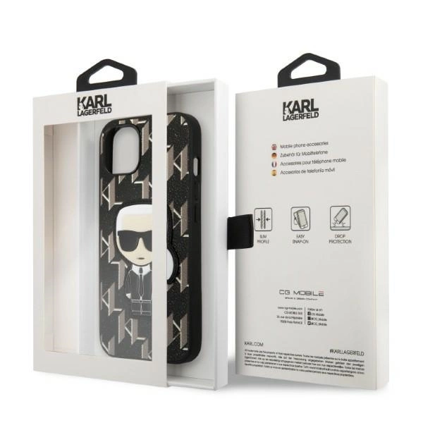 Karl Lagerfeld KLHCP13SPMNIKBK iPhone 13 mini 5.4" hardcase black/black Monogram Ikonik Patcheng