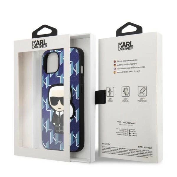Karl Lagerfeld KLHCP13SPMNIKBL iPhone 13 mini 5.4" hardcase blue/blue Monogram Ikonik Patcheng