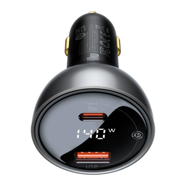 Baseus Digital Display Fast Car Charger USB-A / USB-C PD3.1 140W black + USB-C cable Baseus Superior Series 5A 240W 1m black (CGZX070001)eng