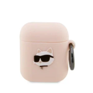 Karl Lagerfeld KLA2RUNCHP AirPods 1/2 cover pink/pink Silicone Choupette Head 3Deng