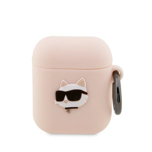Karl Lagerfeld KLA2RUNCHP AirPods 1/2 cover pink/pink Silicone Choupette Head 3Deng