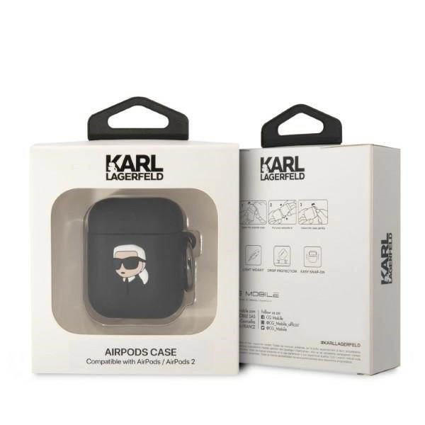 Karl Lagerfeld KLA2RUNIKK AirPods 1/2 cover black/black Silicone Karl Head 3Deng