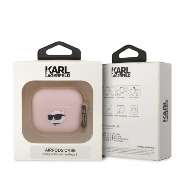 Karl Lagerfeld KLA3RUNCHP AirPods 3 cover pink/pink Silicone Choupette Head 3Deng