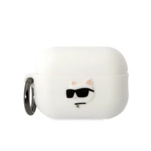 Karl Lagerfeld KLAP2RUNCHH AirPods Pro 2 cover white/white Silicone Choupette Head 3Deng