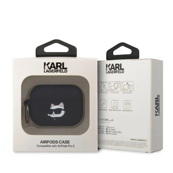 Karl Lagerfeld KLAP2RUNCHK AirPods Pro 2 cover black/black Silicone Choupette Head 3Deng