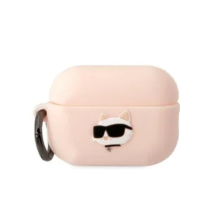 Karl Lagerfeld KLAP2RUNCHP AirPods Pro 2 cover pink/pink Silicone Choupette Head 3Deng
