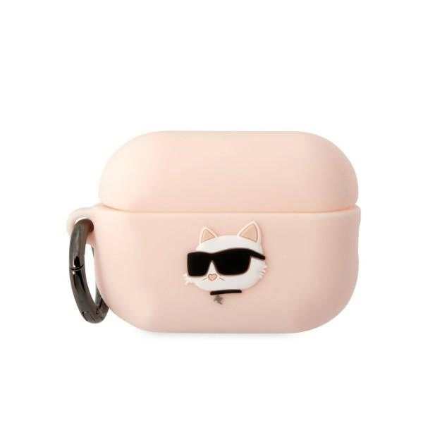 Karl Lagerfeld KLAP2RUNCHP AirPods Pro 2 cover pink/pink Silicone Choupette Head 3Deng