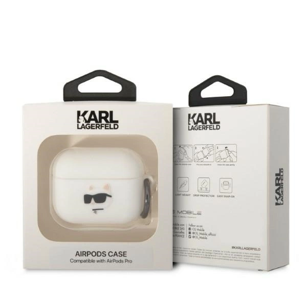 Karl Lagerfeld KLAPRUNCHH AirPods Pro cover white/white Silicone Choupette Head 3Deng