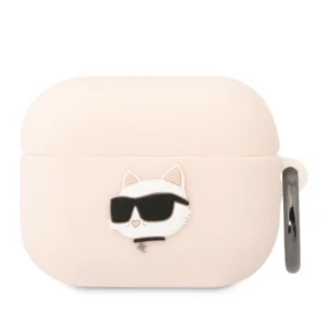 Karl Lagerfeld KLAPRUNCHP AirPods Pro cover pink/pink Silicone Choupette Head 3Deng