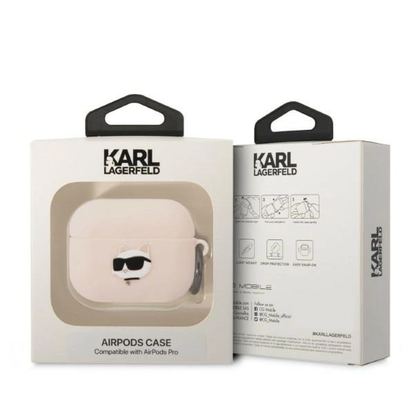 Karl Lagerfeld KLAPRUNCHP AirPods Pro cover pink/pink Silicone Choupette Head 3Deng
