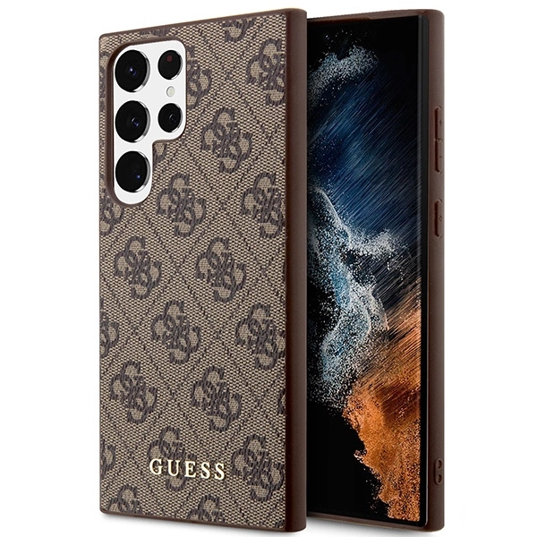 Guess GUHCS23LG4GFBR S23 Ultra S918 brown/brown hard case 4G Metal Gold Logoeng