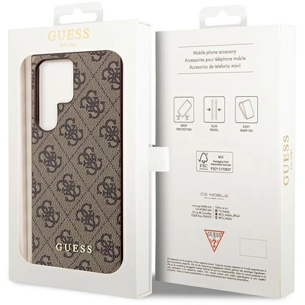 Guess GUHCS23LG4GFBR S23 Ultra S918 brown/brown hard case 4G Metal Gold Logoeng
