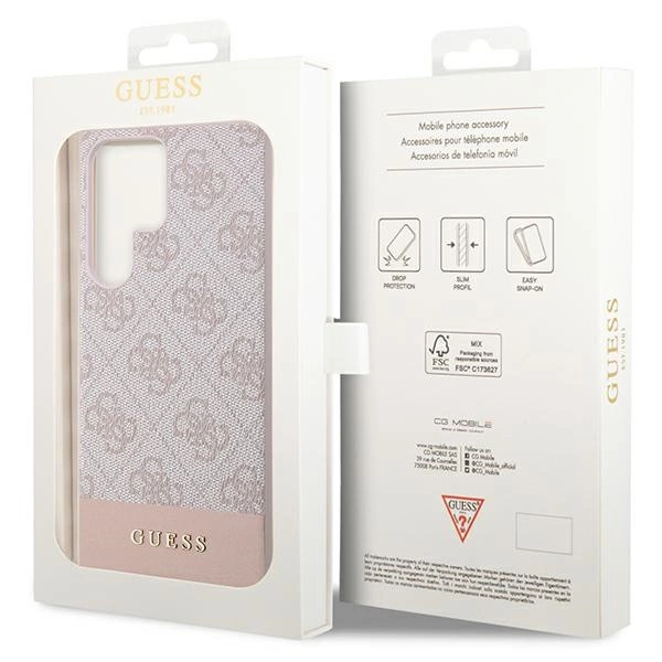 Guess GUHCS23LG4GLPI S23 Ultra S918 pink/pink hard case 4G Stripe Collectioneng