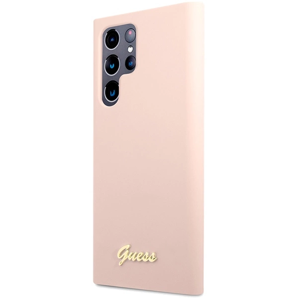 Guess GUHCS23LLSLMGPP S23 Ultra S918 pink/pink hardcase Silicone Script Metal Logoeng