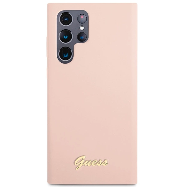 Guess GUHCS23LLSLMGPP S23 Ultra S918 pink/pink hardcase Silicone Script Metal Logoeng