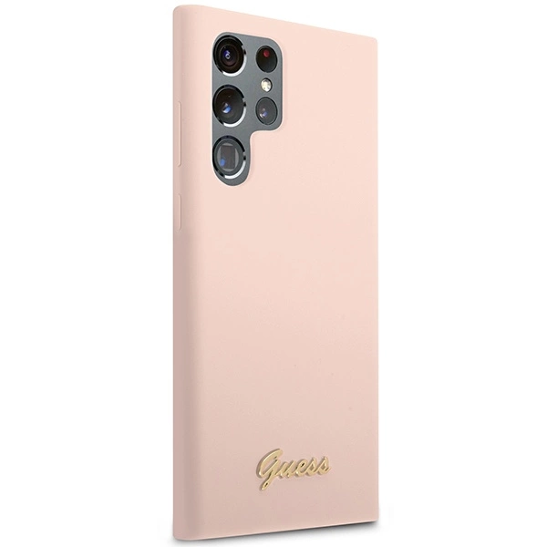 Guess GUHCS23LLSLMGPP S23 Ultra S918 pink/pink hardcase Silicone Script Metal Logoeng