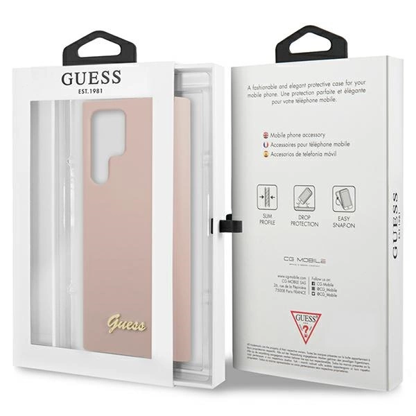 Guess GUHCS23LLSLMGPP S23 Ultra S918 pink/pink hardcase Silicone Script Metal Logoeng