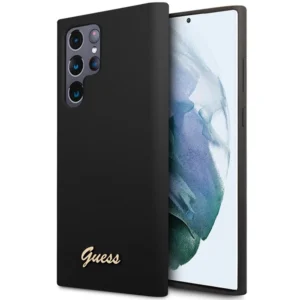 Guess GUHCS23LSLSMK S23 Ultra S918 black/black hardcase Silicone Vintage Gold Logoeng