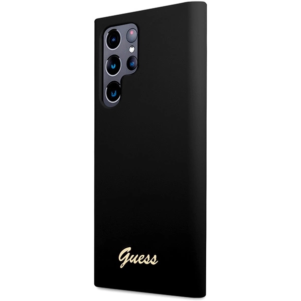 Guess GUHCS23LSLSMK S23 Ultra S918 black/black hardcase Silicone Vintage Gold Logoeng