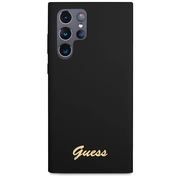 Guess GUHCS23LSLSMK S23 Ultra S918 black/black hardcase Silicone Vintage Gold Logoeng