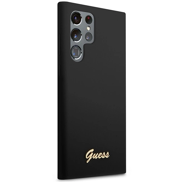 Guess GUHCS23LSLSMK S23 Ultra S918 black/black hardcase Silicone Vintage Gold Logoeng