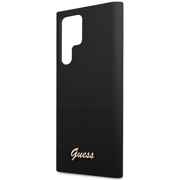 Guess GUHCS23LSLSMK S23 Ultra S918 black/black hardcase Silicone Vintage Gold Logoeng