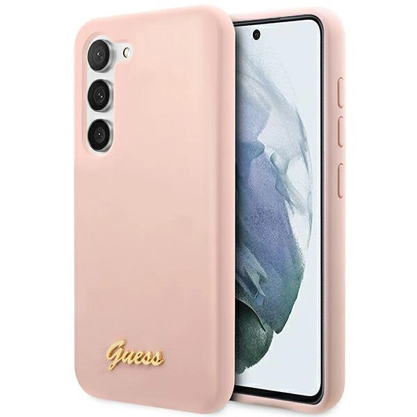 Guess GUHCS23MLSLMGPP S23+ S916 pink/pink hardcase Silicone Script Metal Logoeng