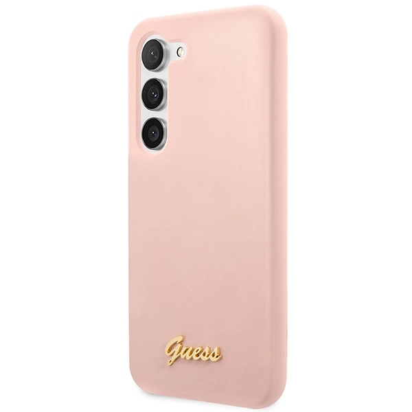Guess GUHCS23MLSLMGPP S23+ S916 pink/pink hardcase Silicone Script Metal Logoeng