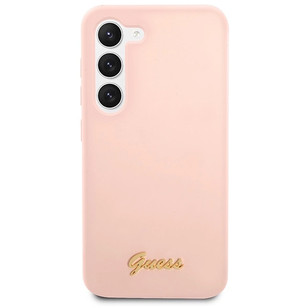 Guess GUHCS23MLSLMGPP S23+ S916 pink/pink hardcase Silicone Script Metal Logoeng