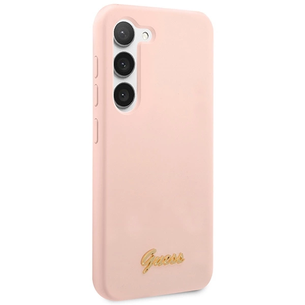 Guess GUHCS23MLSLMGPP S23+ S916 pink/pink hardcase Silicone Script Metal Logoeng