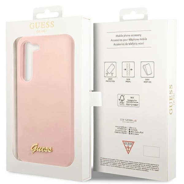 Guess GUHCS23MLSLMGPP S23+ S916 pink/pink hardcase Silicone Script Metal Logoeng