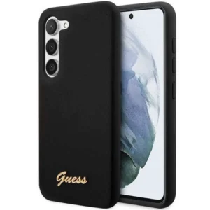 Guess GUHCS23MSLSMK S23+ S916 black/black hardcase Silicone Vintage Gold Logoeng