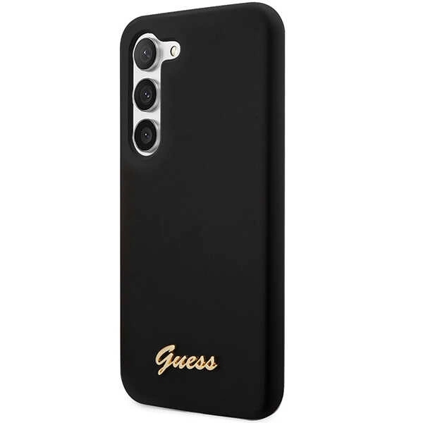 Guess GUHCS23MSLSMK S23+ S916 black/black hardcase Silicone Vintage Gold Logoeng