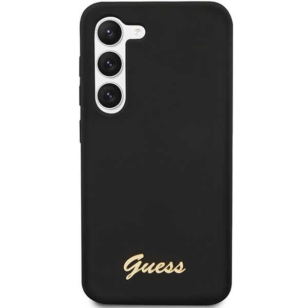 Guess GUHCS23MSLSMK S23+ S916 black/black hardcase Silicone Vintage Gold Logoeng
