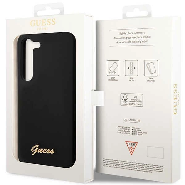 Guess GUHCS23MSLSMK S23+ S916 black/black hardcase Silicone Vintage Gold Logoeng