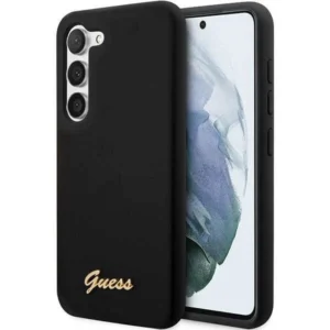 Guess GUHCS23SSLSMK S23 S911 black/black hardcase Silicone Vintage Gold Logoeng