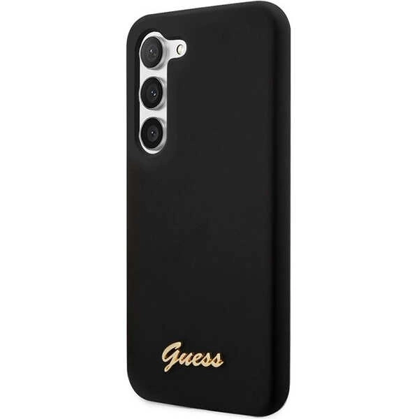 Guess GUHCS23SSLSMK S23 S911 black/black hardcase Silicone Vintage Gold Logoeng