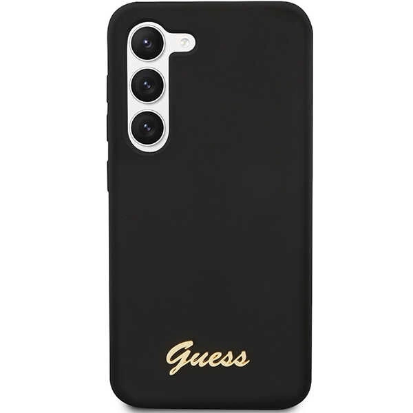 Guess GUHCS23SSLSMK S23 S911 black/black hardcase Silicone Vintage Gold Logoeng