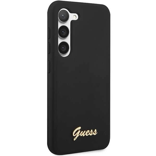 Guess GUHCS23SSLSMK S23 S911 black/black hardcase Silicone Vintage Gold Logoeng