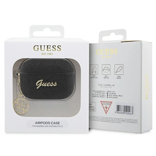 Guess GUAP2GLGSHK AirPods Pro 2 cover black/black Glitter Flake 4G Charmeng