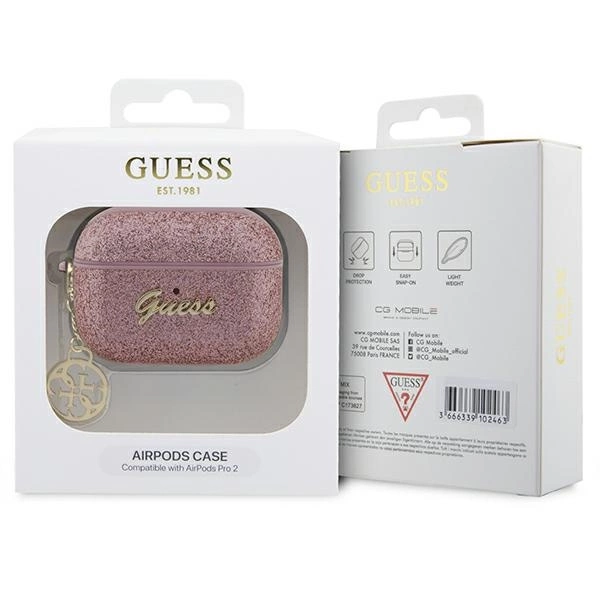 Guess GUAP2GLGSHP AirPods Pro 2 cover pink/pink Glitter Flake 4G Charmeng