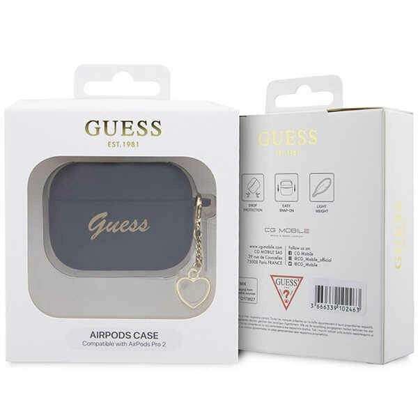 Guess GUAP2LSCHSK AirPods Pro 2 cover black/black Silicone Charm Heart Collectioneng